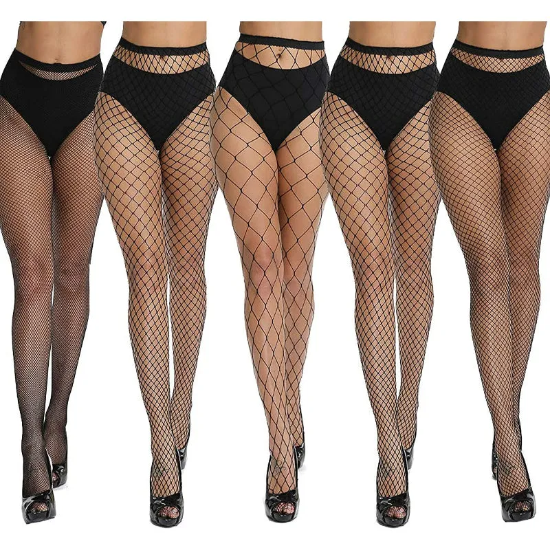 Pack Of 5 High Waist Tights Fishnet Stockings Thigh High Stockings Pantyhose