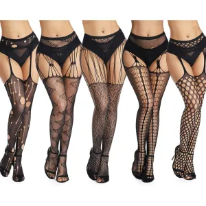 Pack Of 5 High Waist Tights Fishnet Stockings Thigh High Stockings Pantyhose