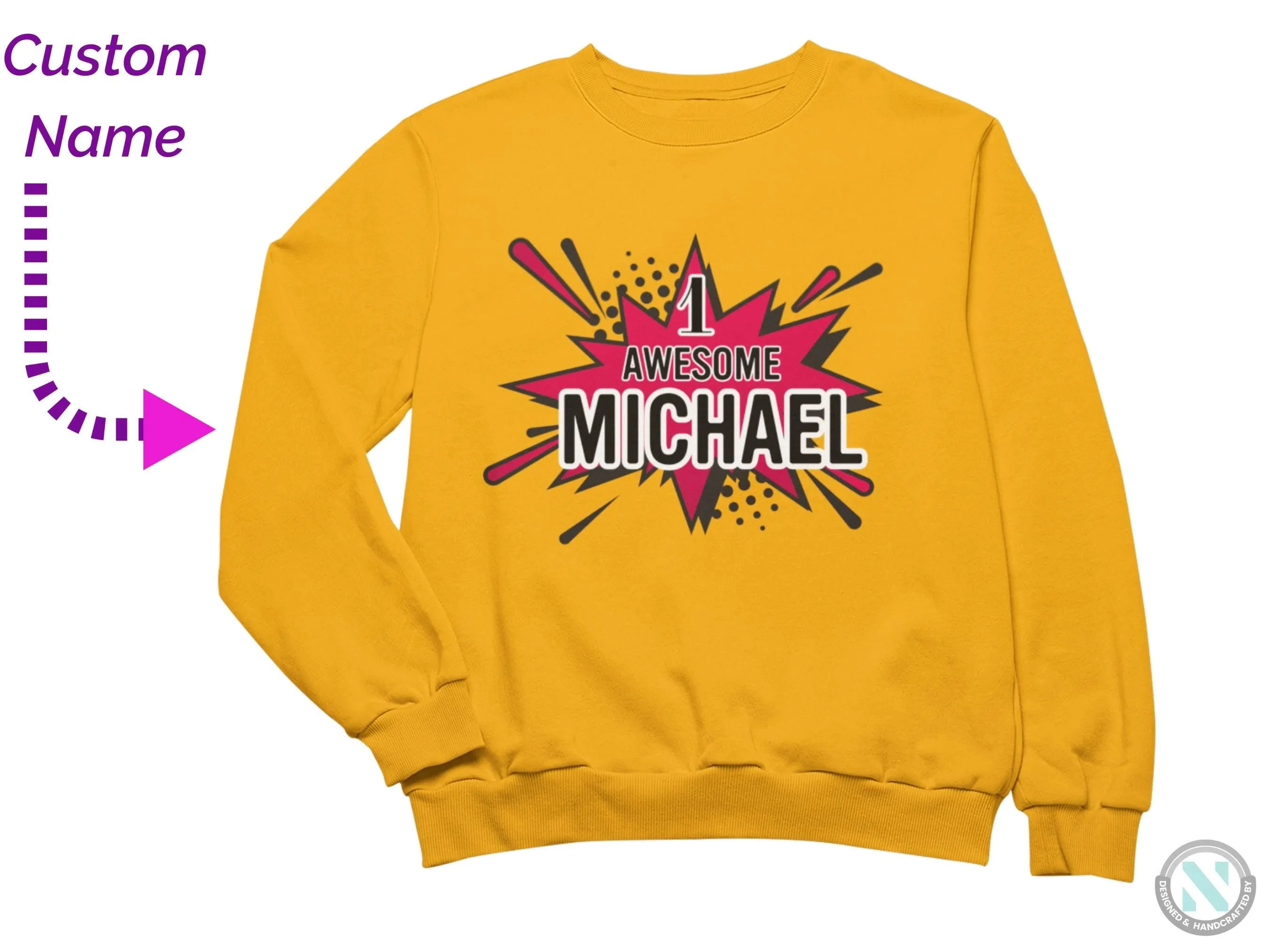Personalized Name Toddler Boys Sweatshirt Gift with 1 Awesome
