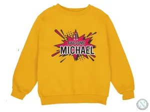 Personalized Name Toddler Boys Sweatshirt Gift with 1 Awesome