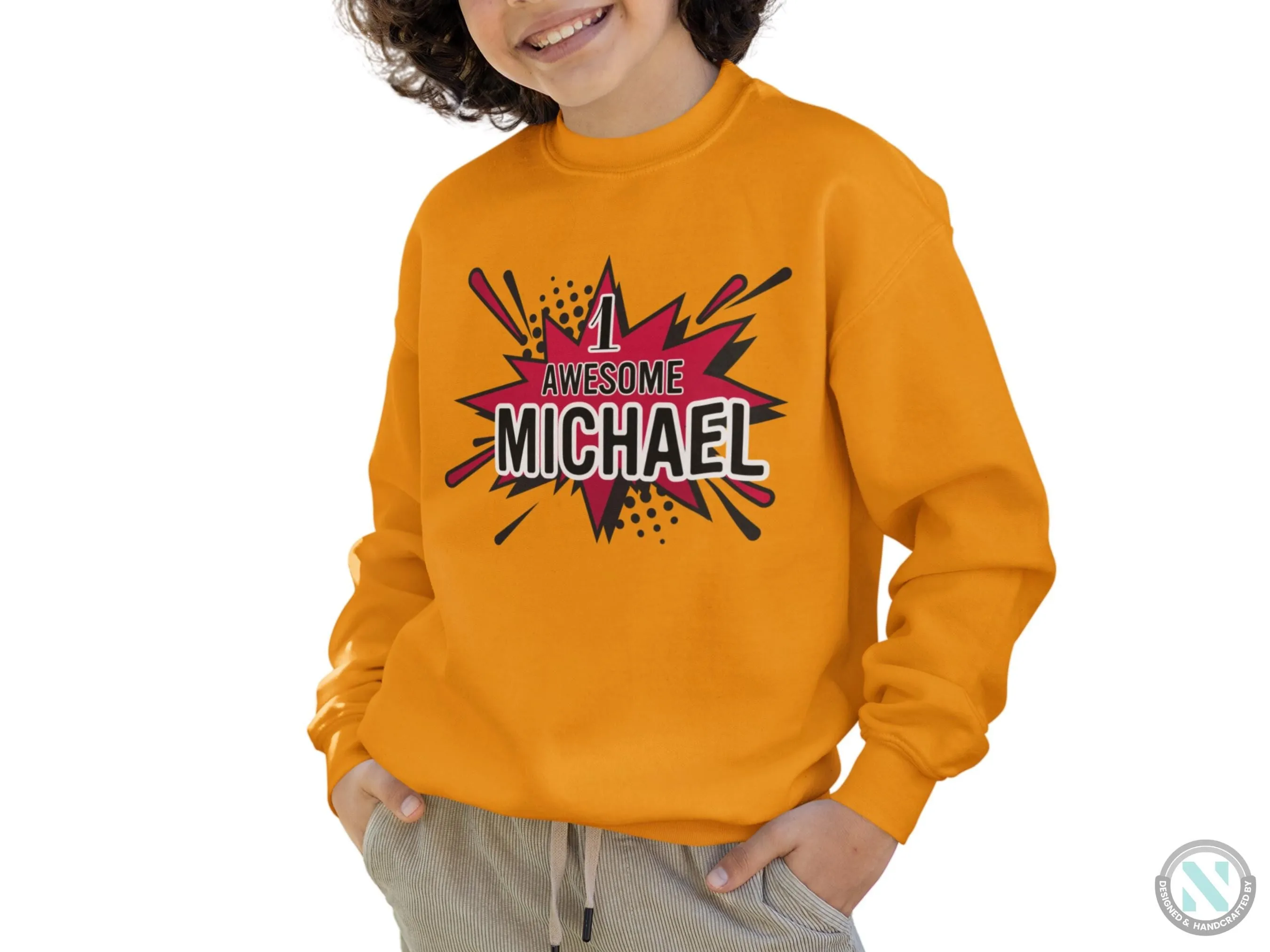 Personalized Name Toddler Boys Sweatshirt Gift with 1 Awesome