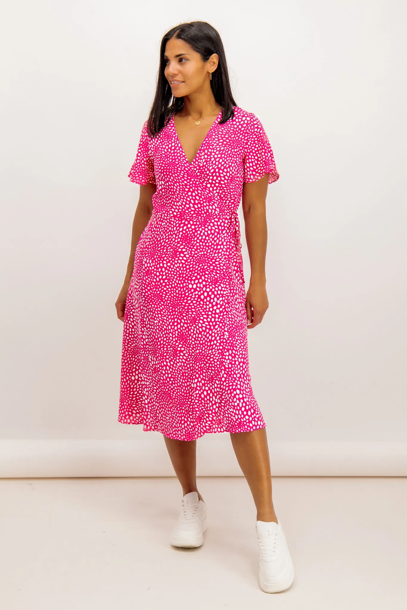 Pink Floral Lovie Wrap Dress