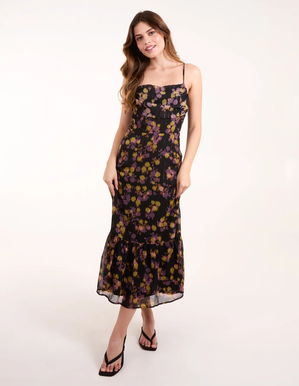 Pleated Bust Midi Dress