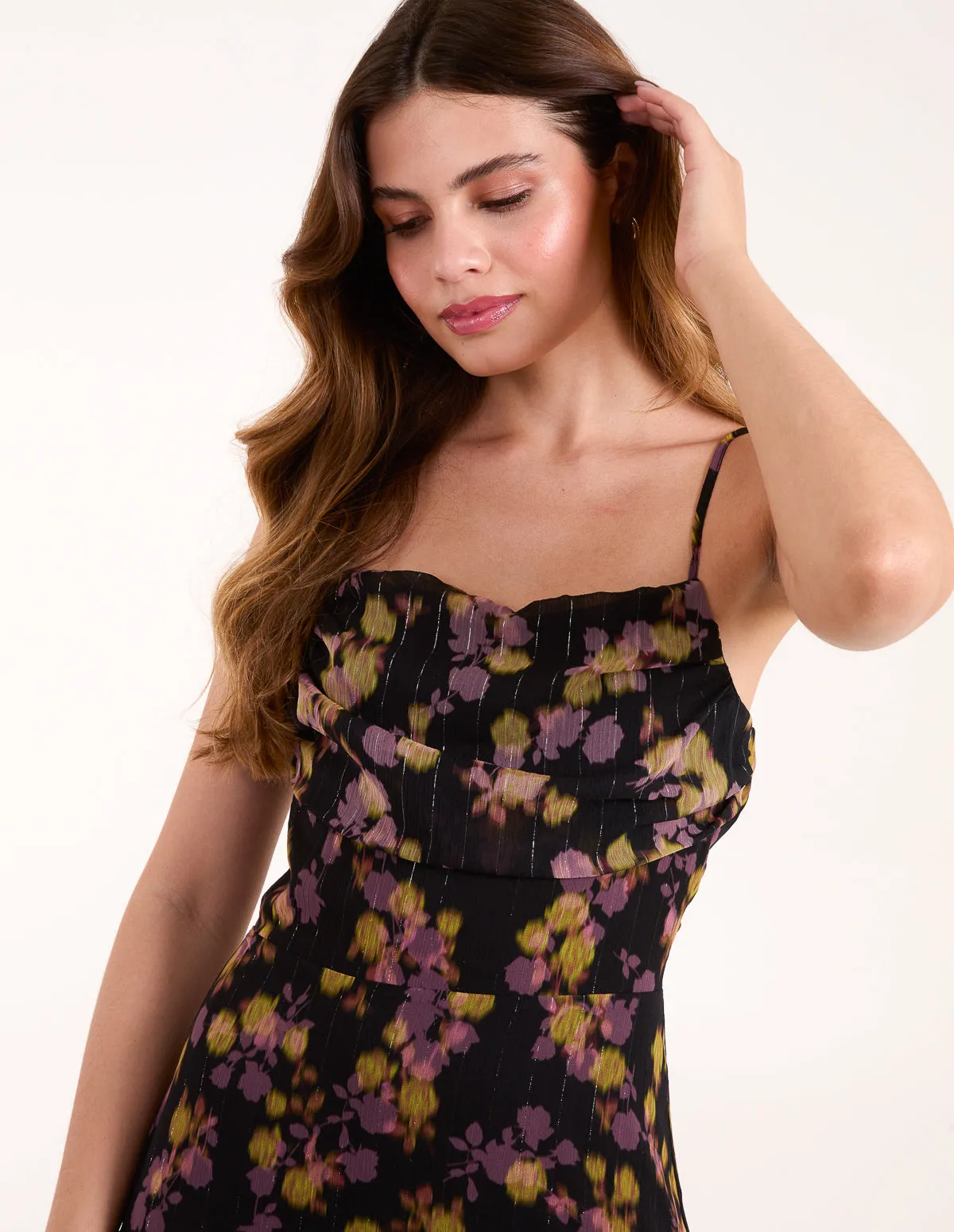Pleated Bust Midi Dress