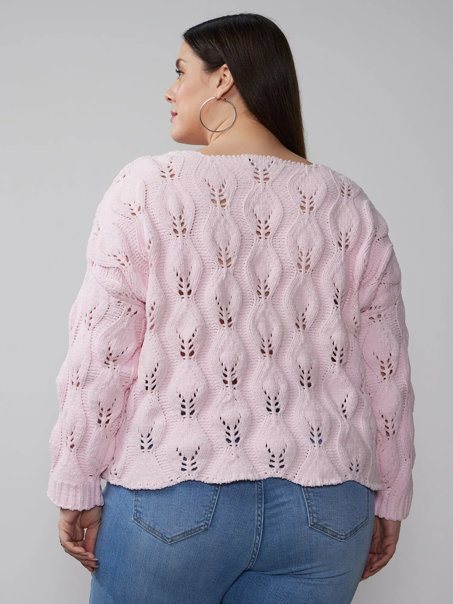 Plus Long Sleeve Striped Pullover