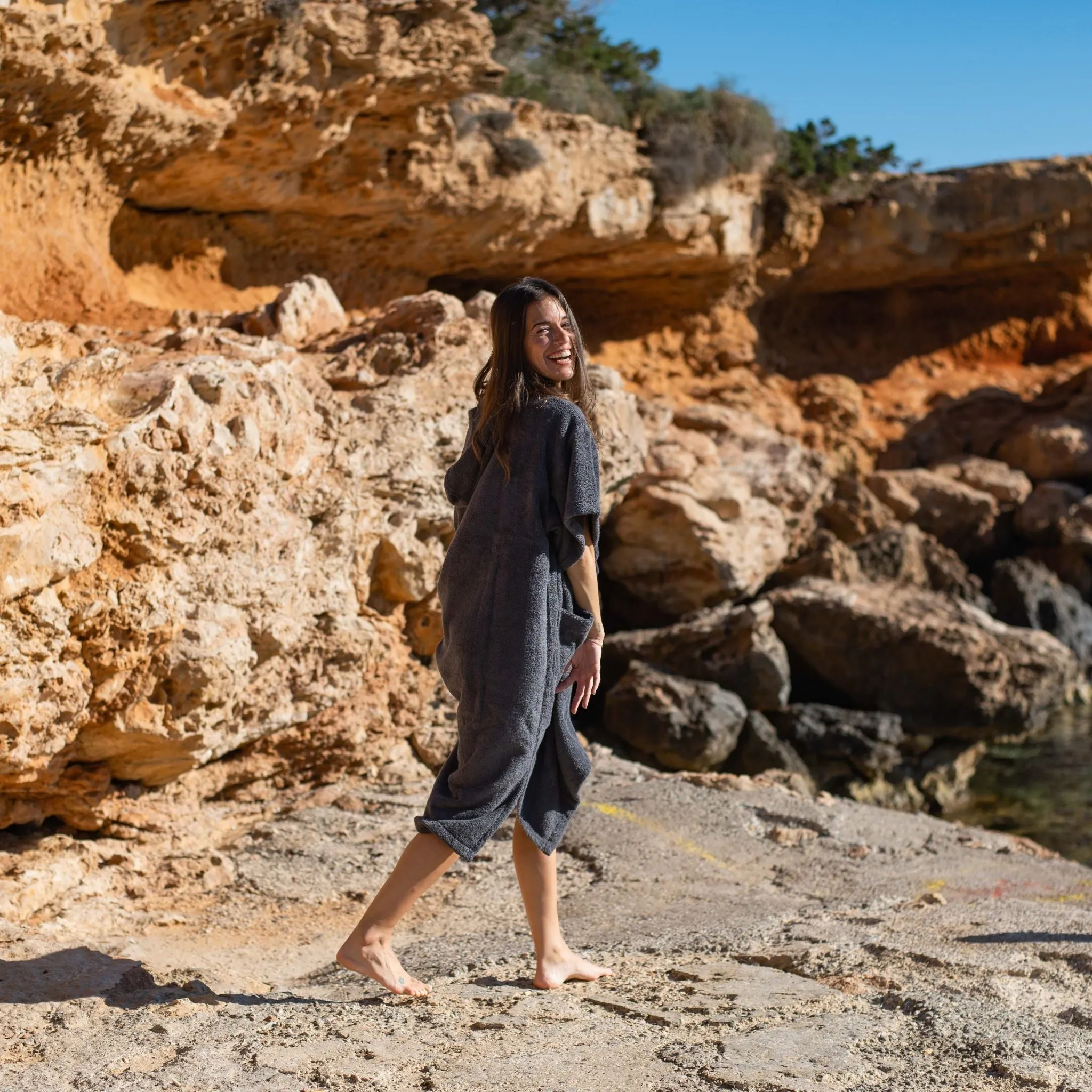 Poncho Premium coton bio - Graphite