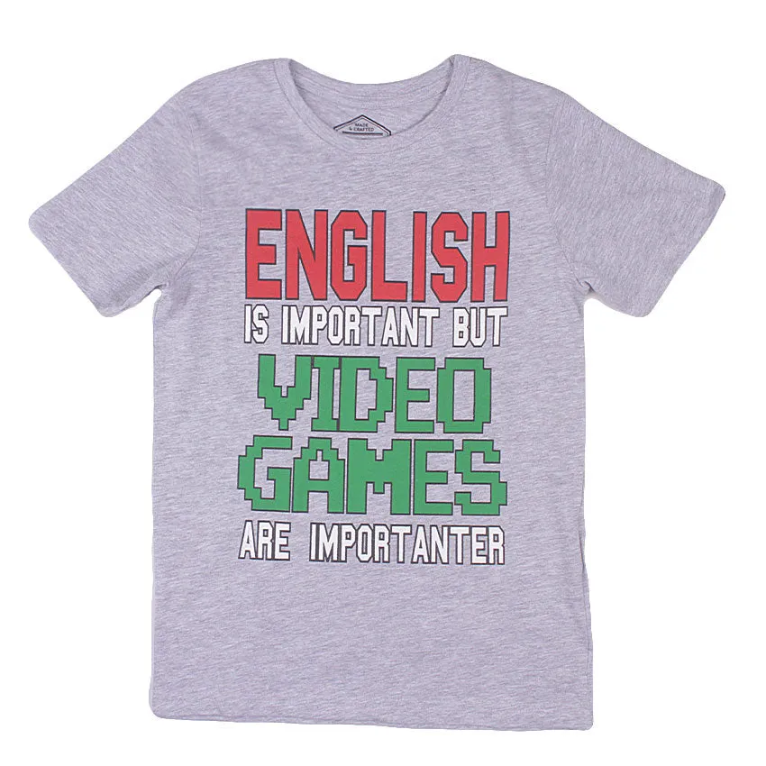 REDTAG Grey Important T-Shirt