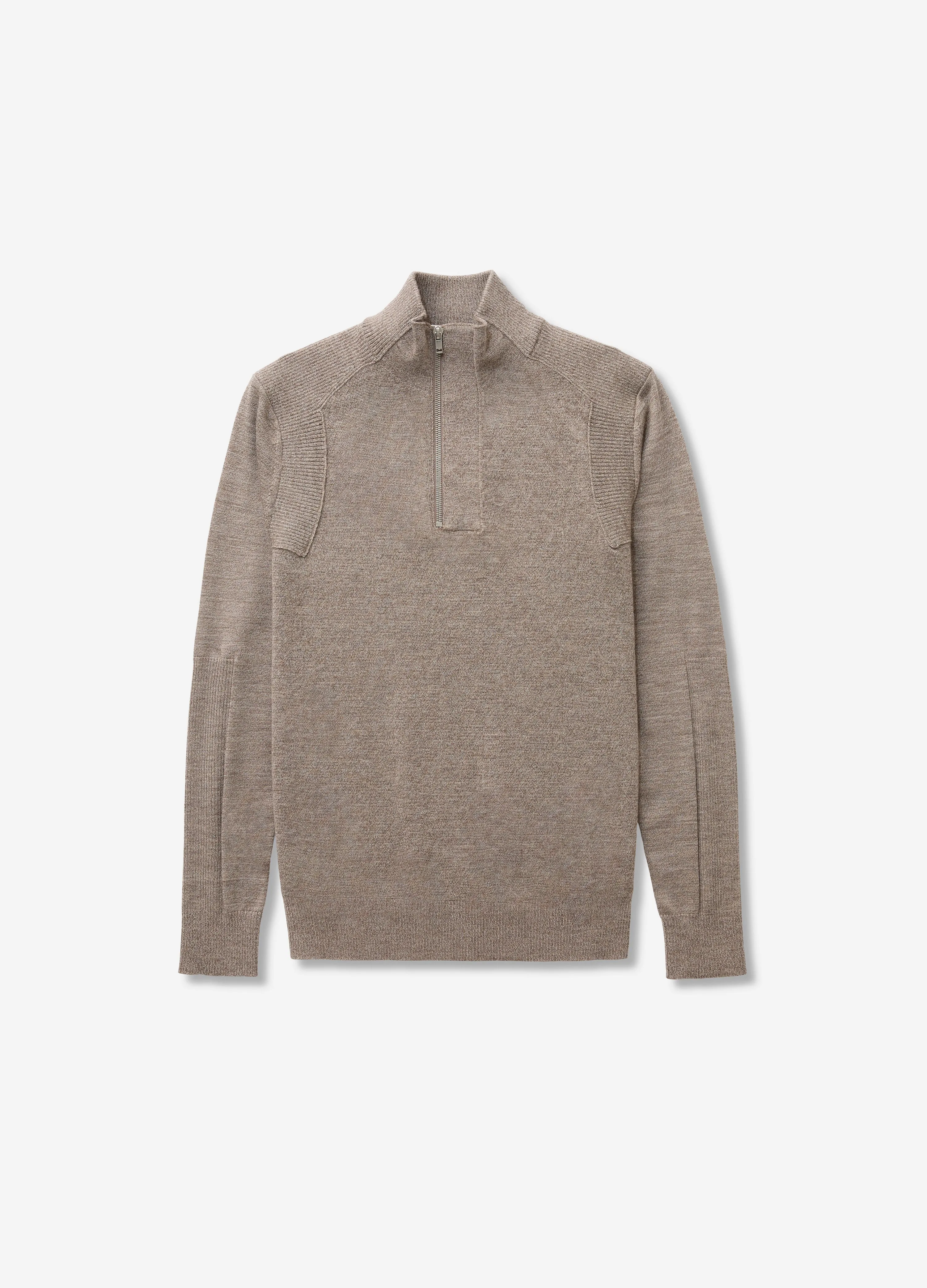 Rib Panel Funnel Neck Sweater Taupe