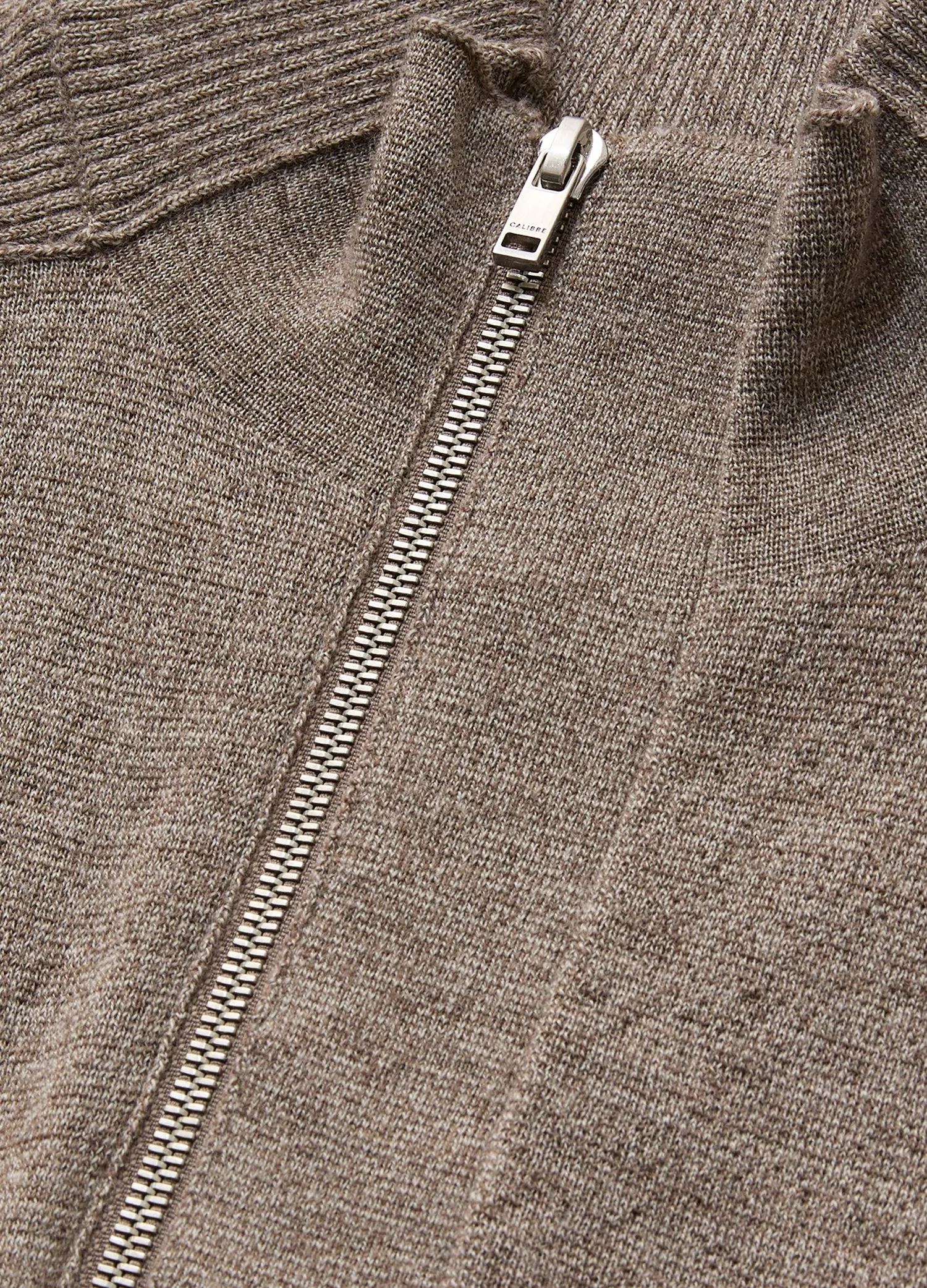 Rib Panel Funnel Neck Sweater Taupe