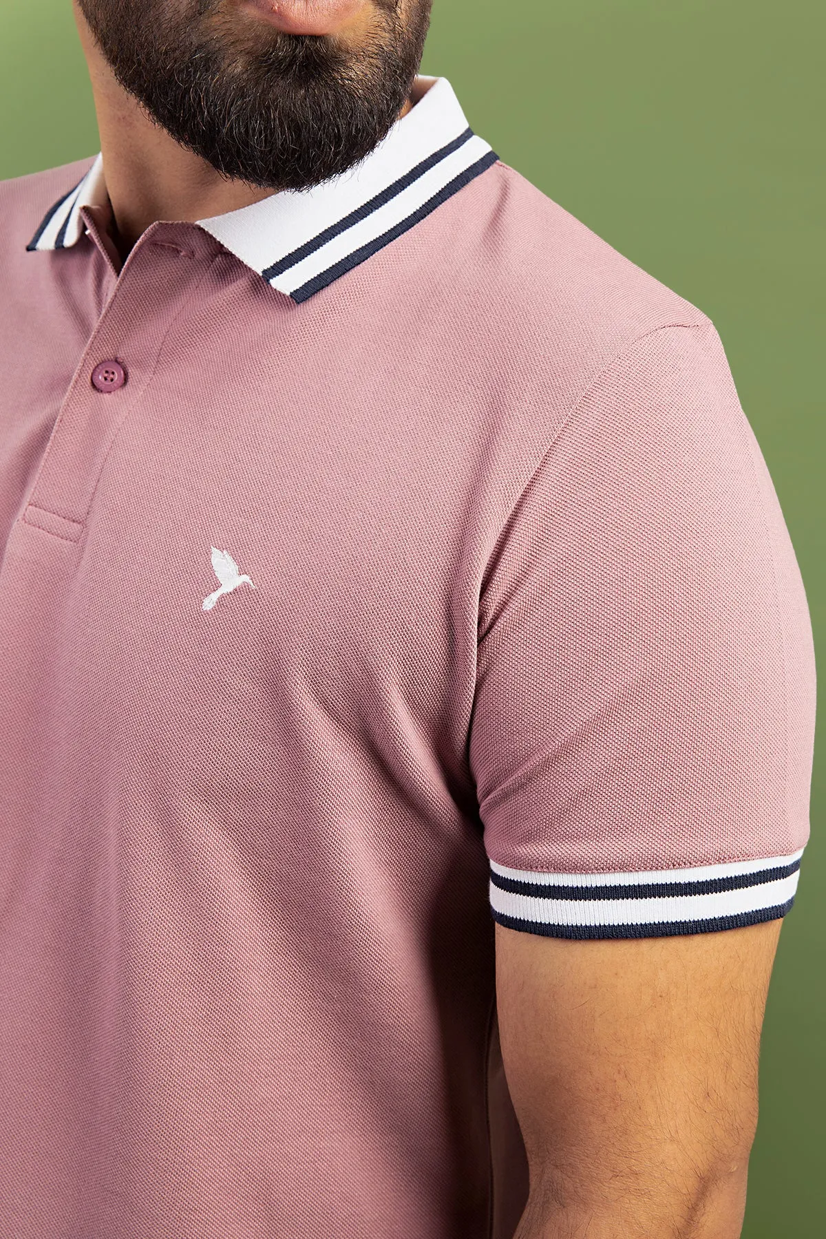 Rusty Pink Yarn Dyed Collar Polo Shirt (Plus Size) - S23 - MP0225P