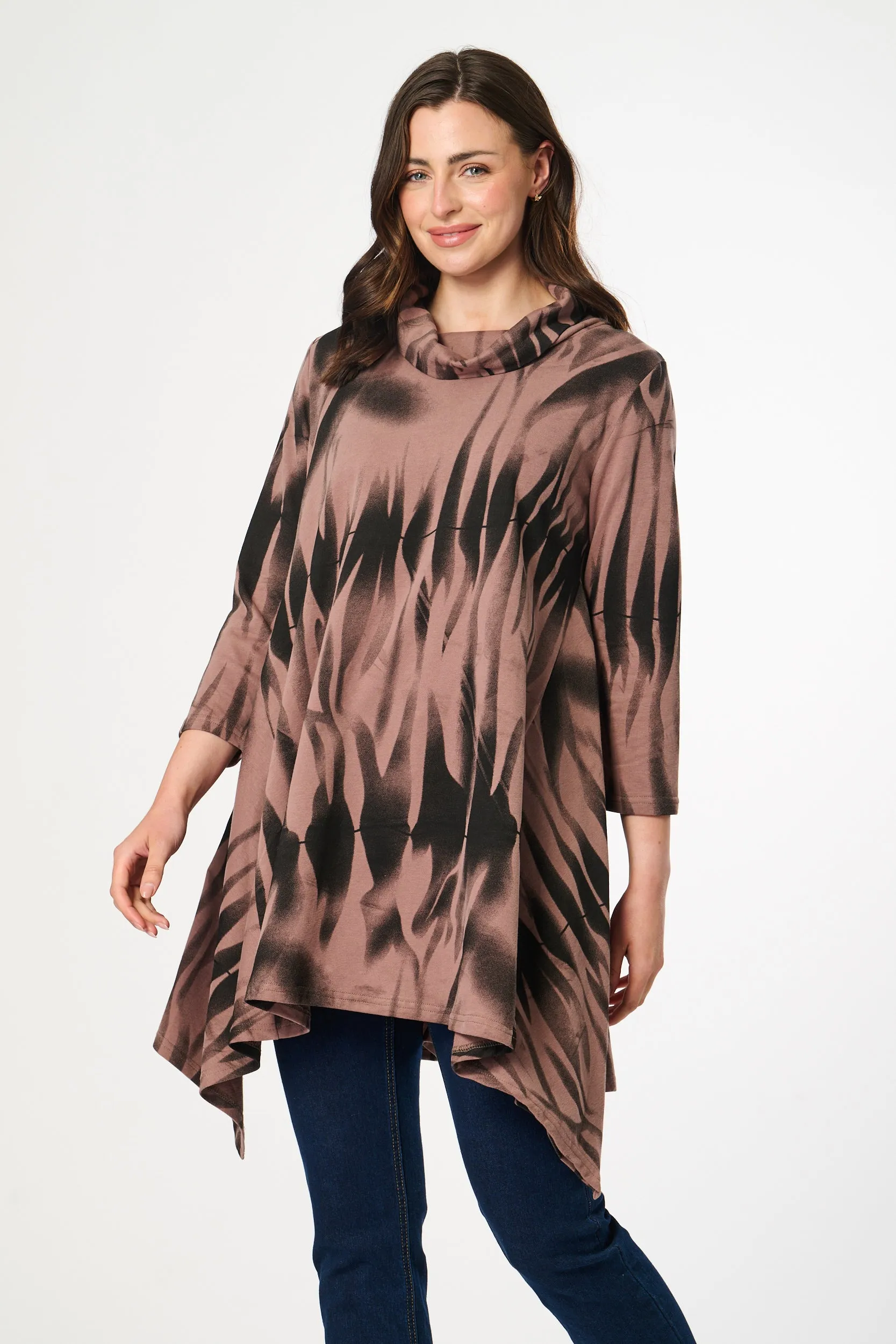 Saloos Cowl Neck Tunic with Side Dip Hem