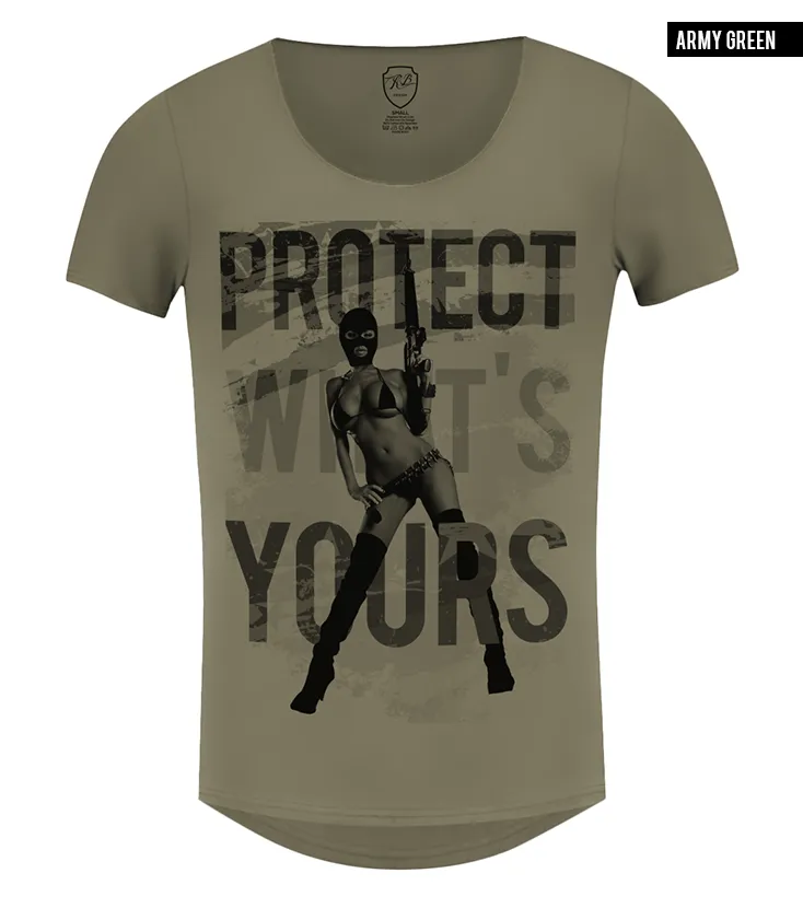 Sexy Gangster Girl Men's T-shirt "Protect What's Yours"/ Color Option / MD626