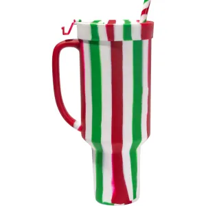 Silipint Silicone 64 oz Candy Cane Collection WTFumbler (Handled Straw Tumbler)