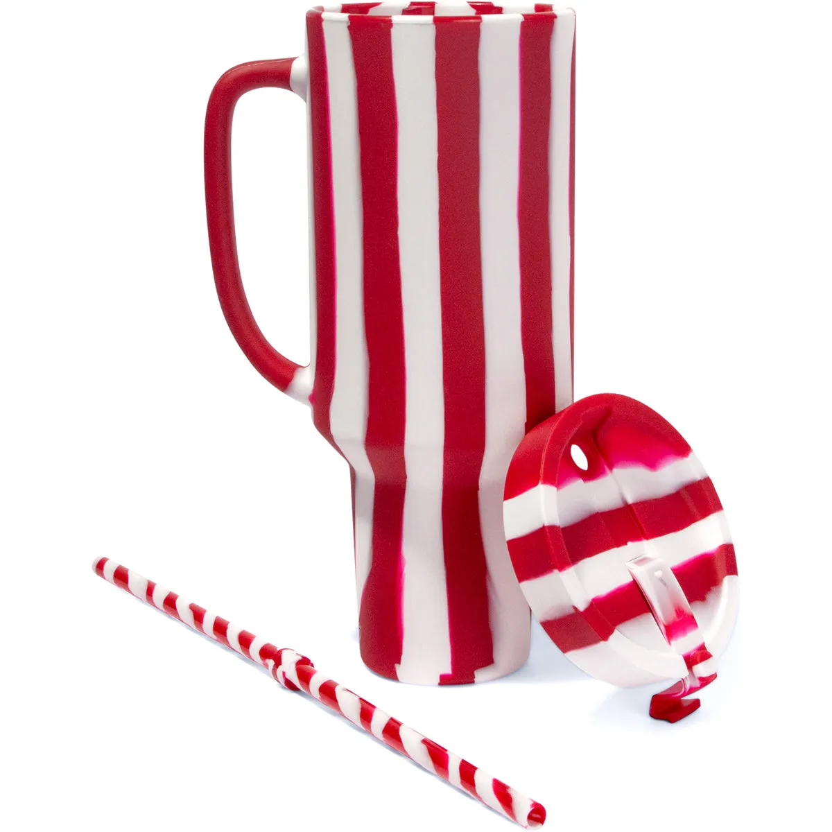 Silipint Silicone 64 oz Candy Cane Collection WTFumbler (Handled Straw Tumbler)