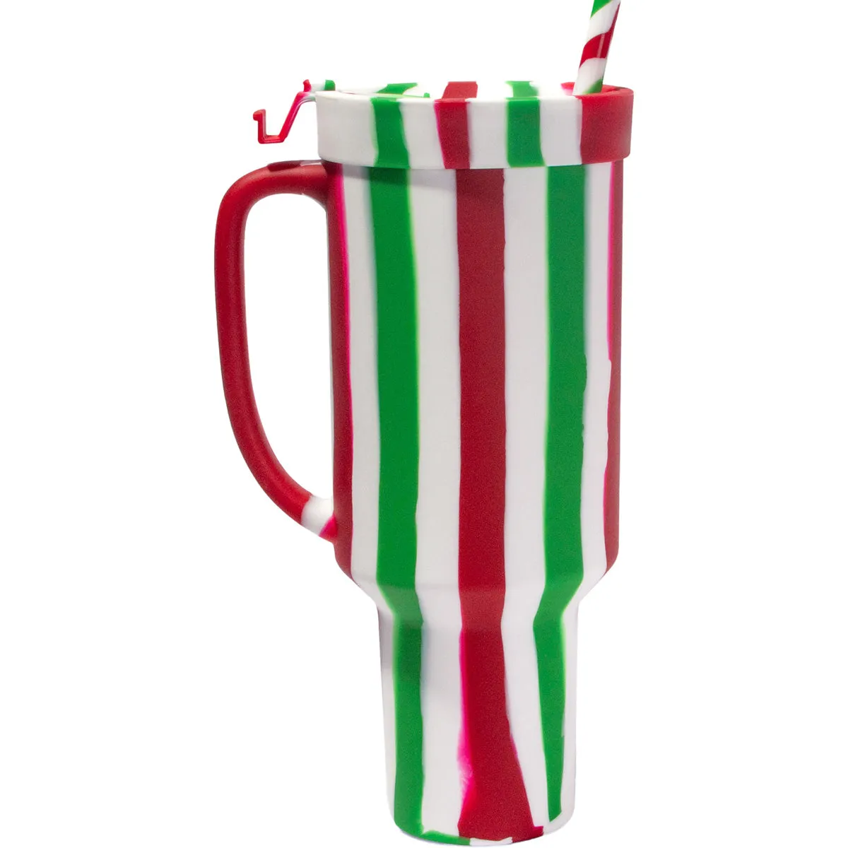 Silipint Silicone 64 oz Candy Cane Collection WTFumbler (Handled Straw Tumbler)