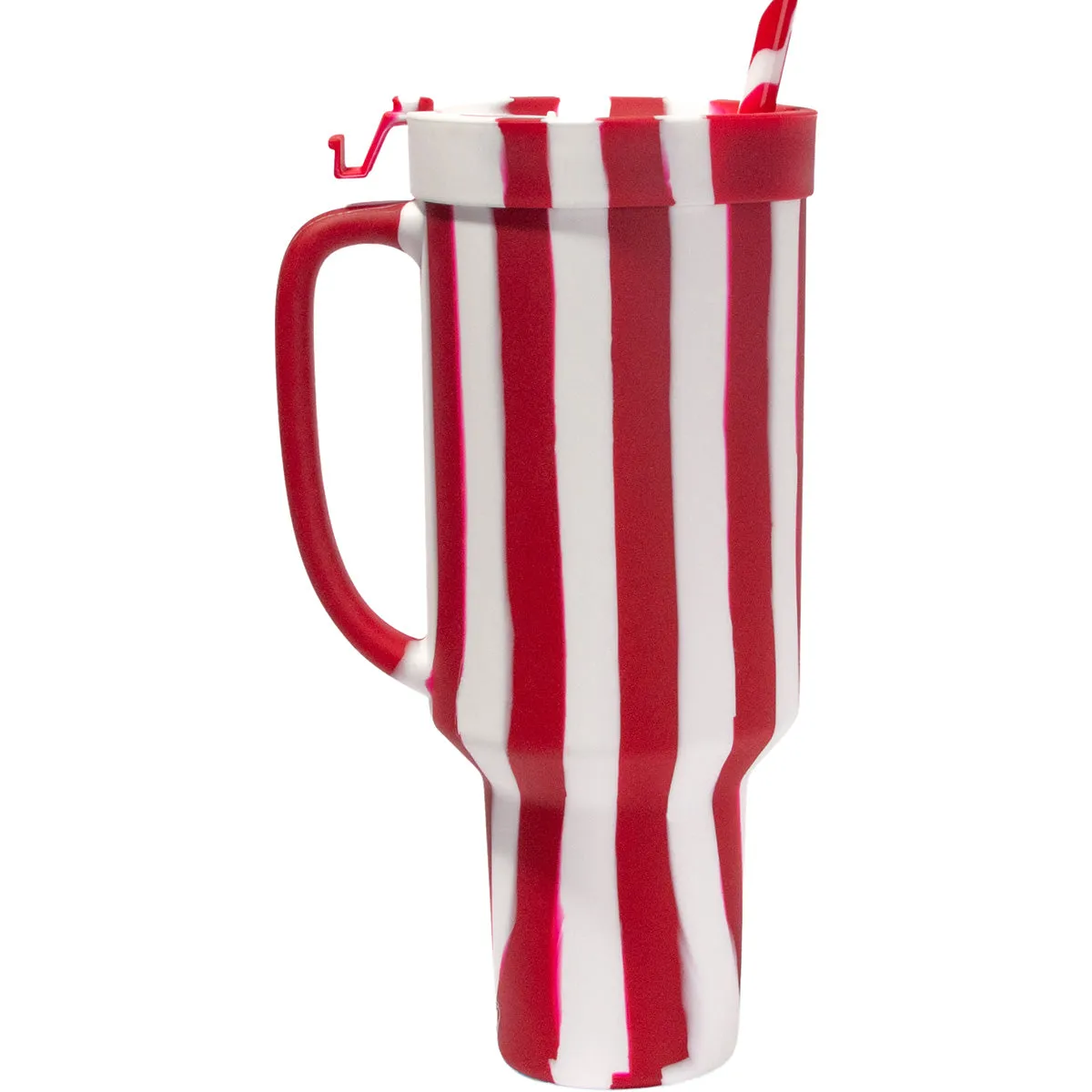 Silipint Silicone 64 oz Candy Cane Collection WTFumbler (Handled Straw Tumbler)