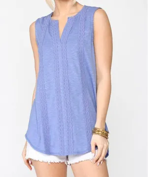 Sleeveless Lace Trim Tunic Top