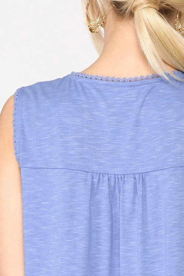 Sleeveless Lace Trim Tunic Top