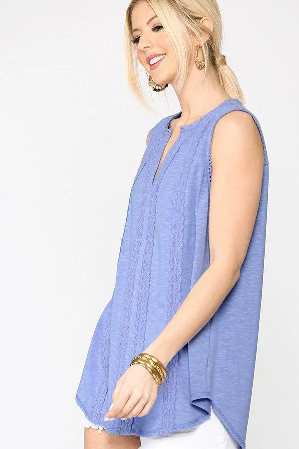 Sleeveless Lace Trim Tunic Top