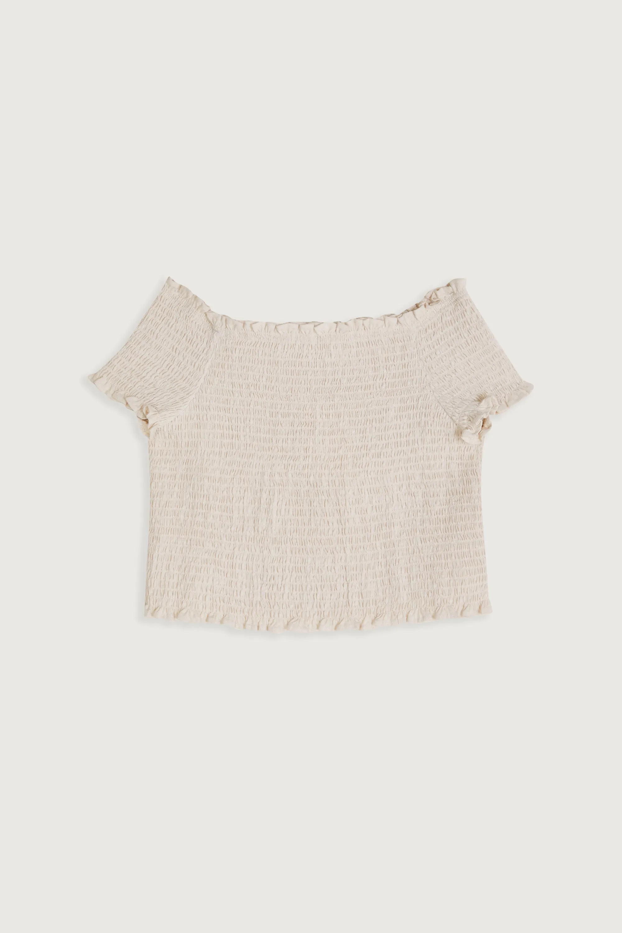 SMOCKED OFF SHOULDER TOP