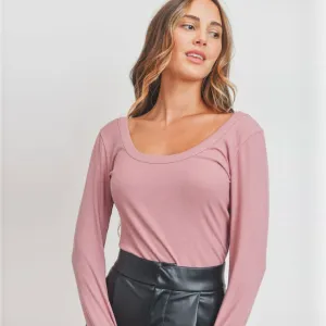 Soft Ribbed Scoop Neck Top