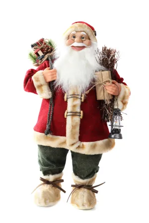Standing Santa With Present & Lantern - 60cm