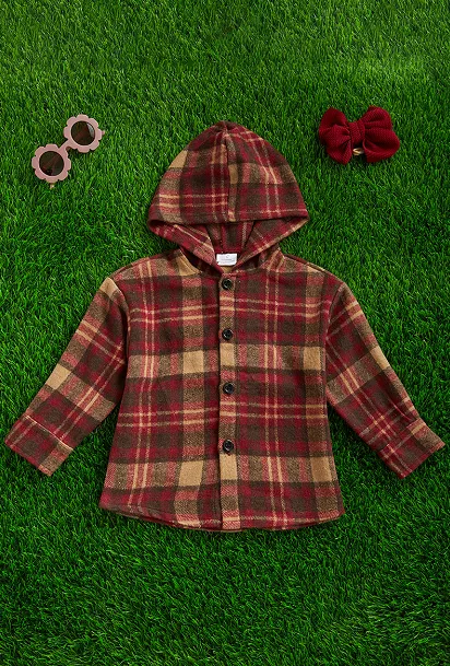 Tan/Red Hooded Shacket