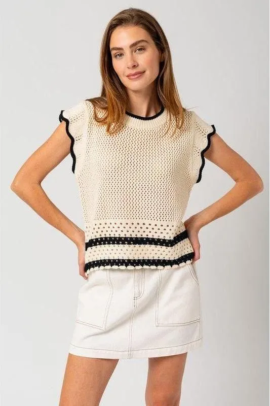 The Jilly Ruffle Knit Contrast Top