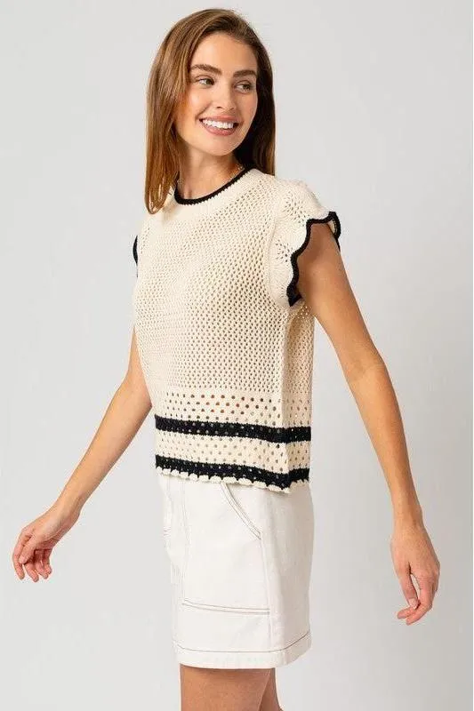The Jilly Ruffle Knit Contrast Top