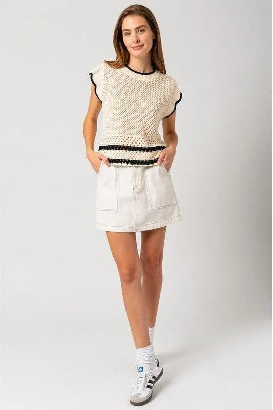 The Jilly Ruffle Knit Contrast Top