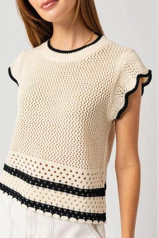 The Jilly Ruffle Knit Contrast Top