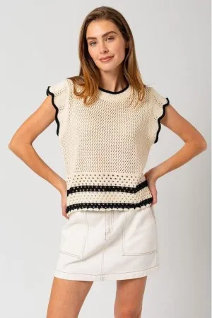 The Jilly Ruffle Knit Contrast Top