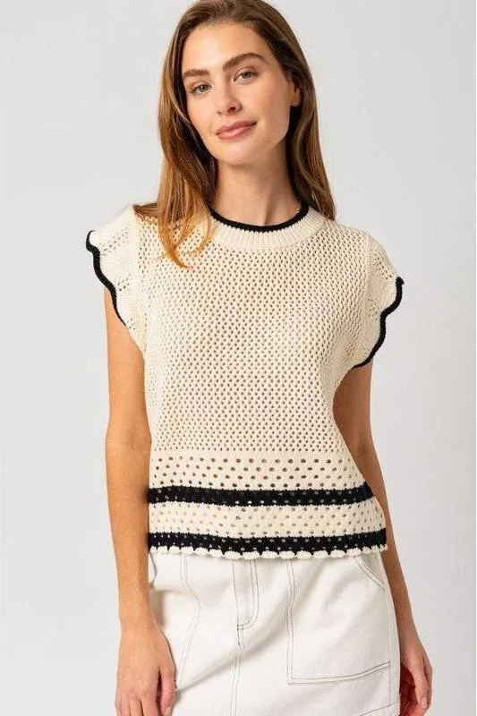 The Jilly Ruffle Knit Contrast Top