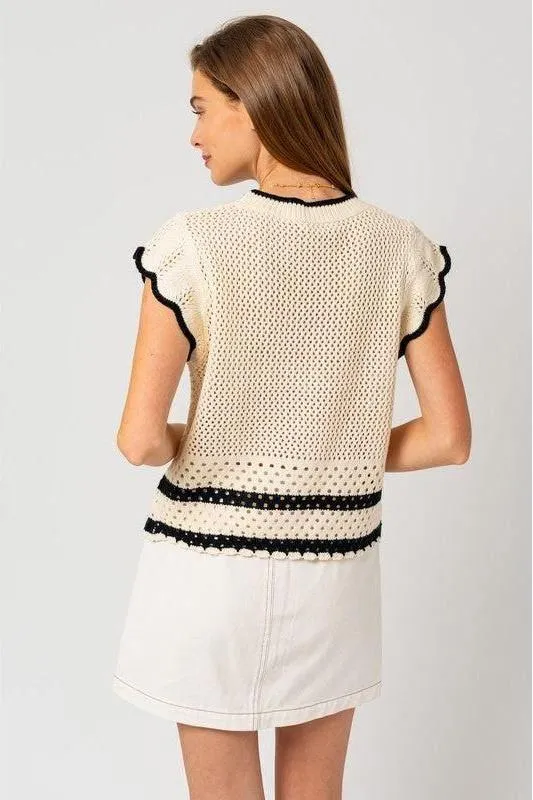 The Jilly Ruffle Knit Contrast Top