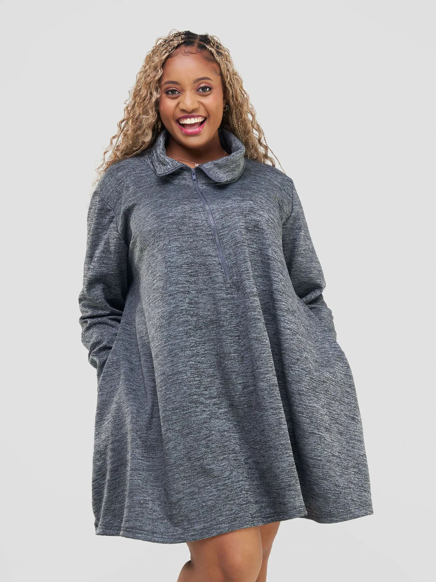 Timyt Urban Wear -Zen Side Pocket Dress - Dark Grey
