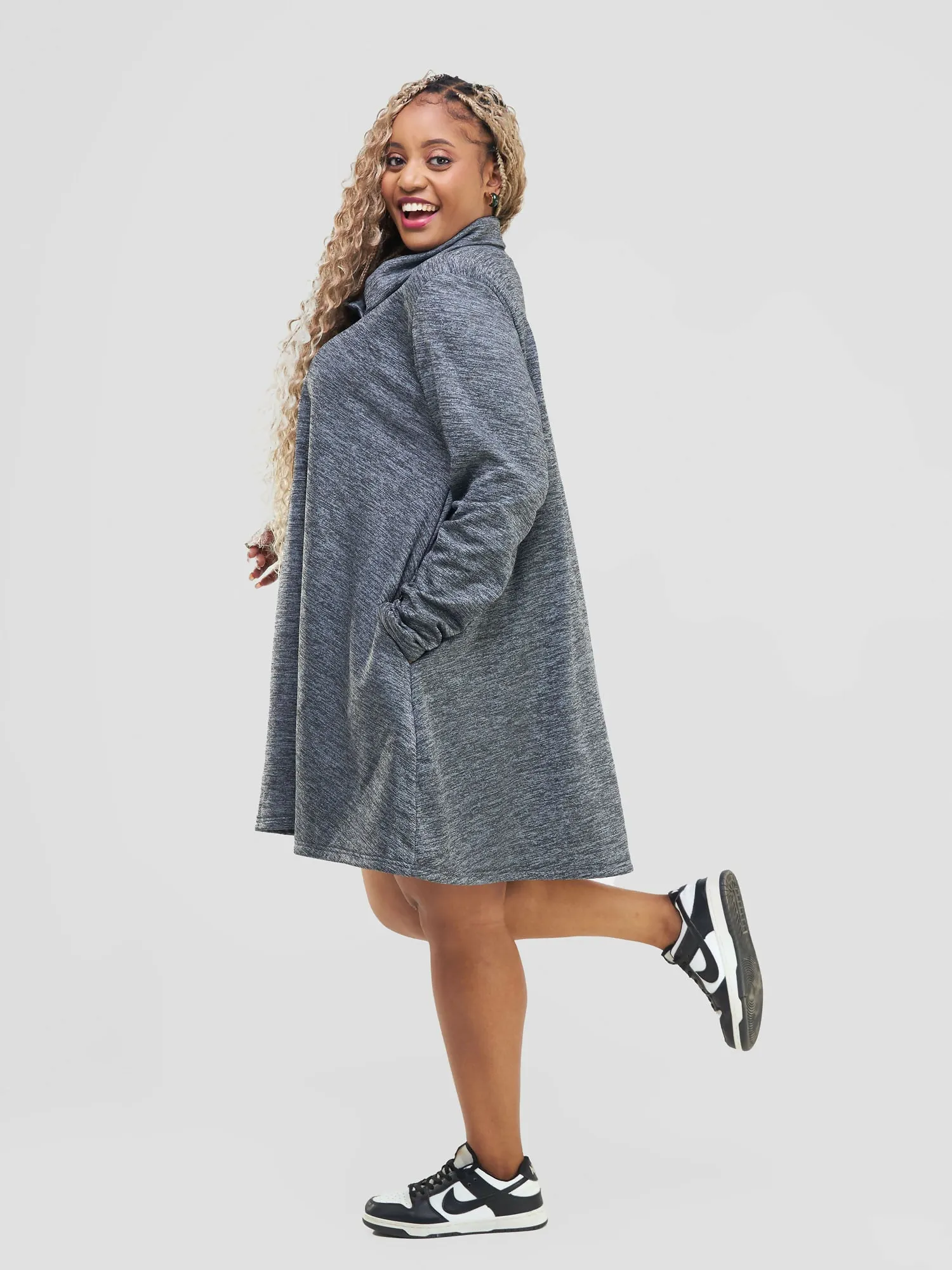 Timyt Urban Wear -Zen Side Pocket Dress - Dark Grey