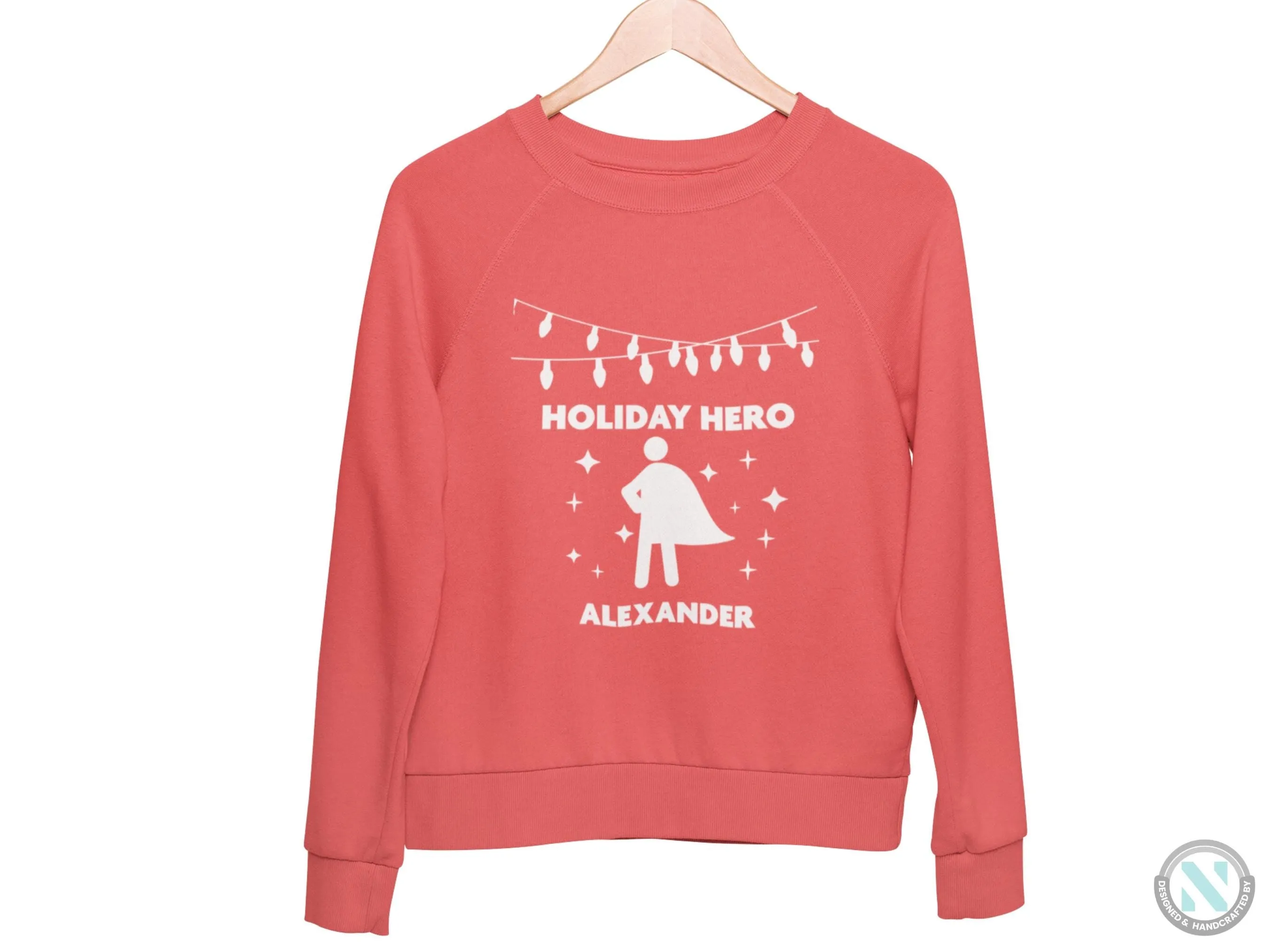 Toddler Boys Custom Jumper Christmas Sweatshirt with Holiday Hero Text