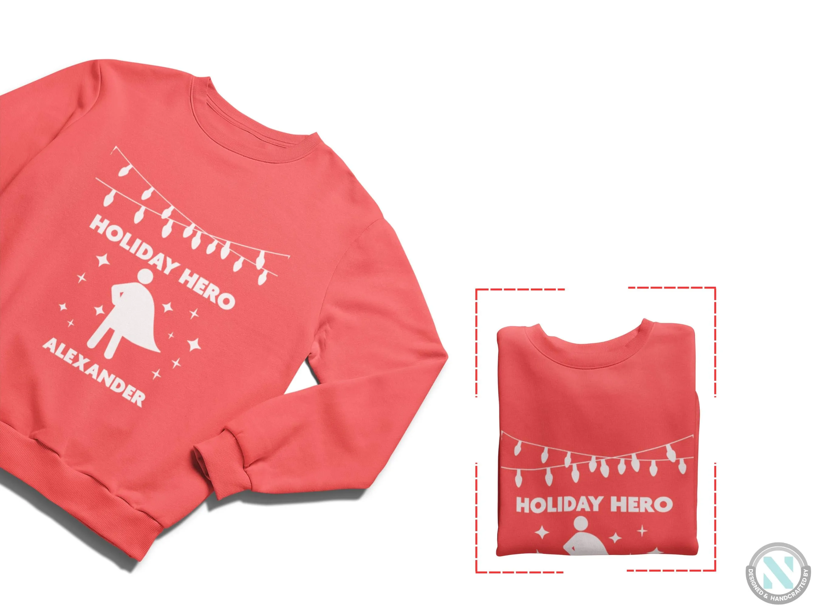 Toddler Boys Custom Jumper Christmas Sweatshirt with Holiday Hero Text