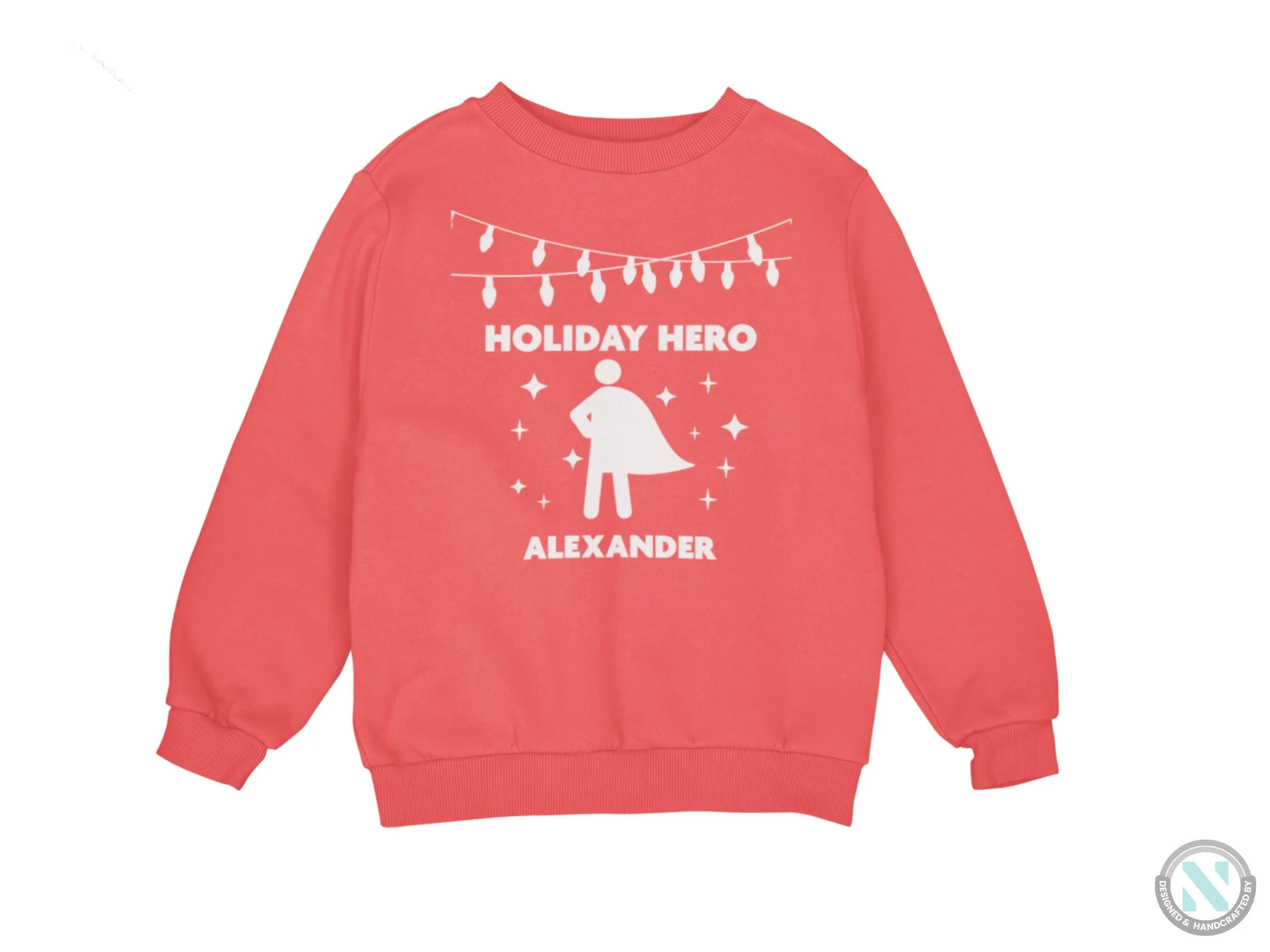 Toddler Boys Custom Jumper Christmas Sweatshirt with Holiday Hero Text