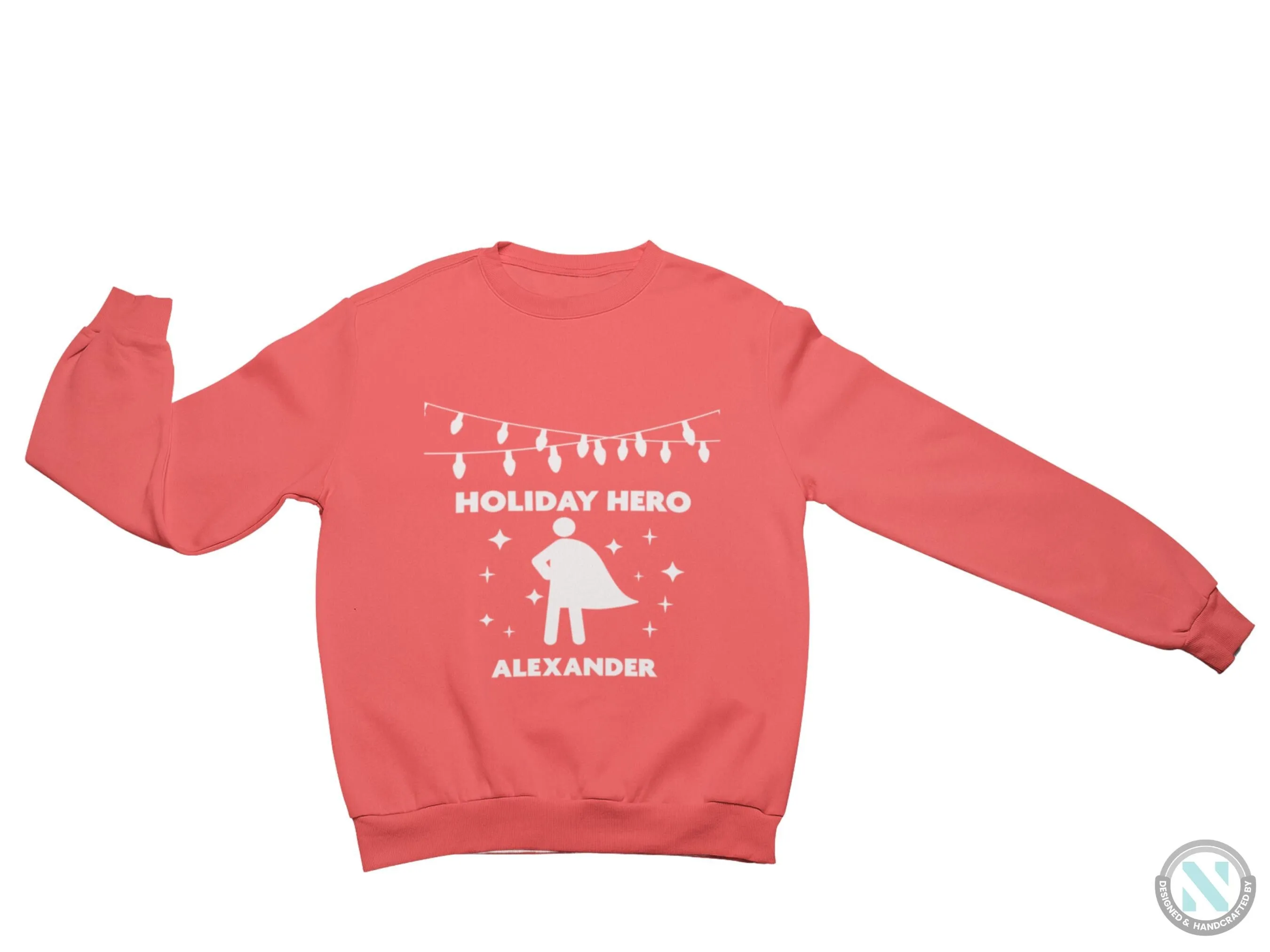 Toddler Boys Custom Jumper Christmas Sweatshirt with Holiday Hero Text