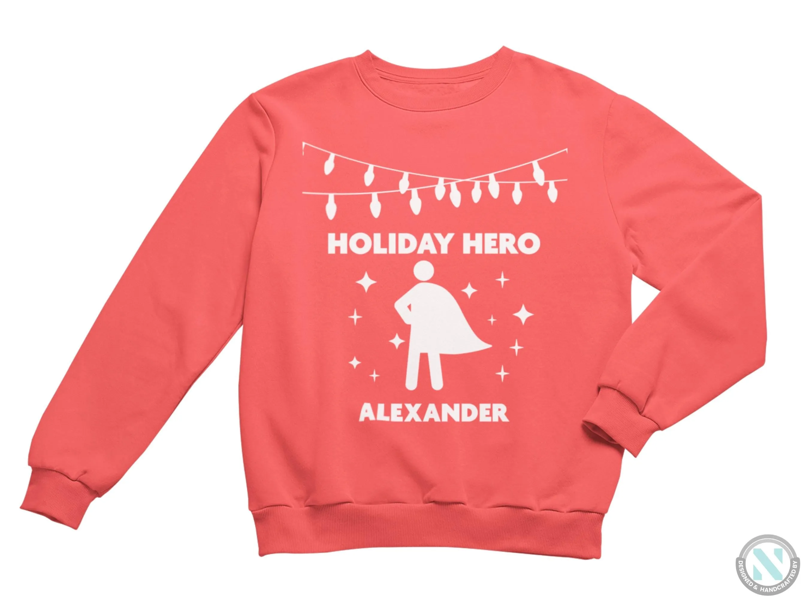 Toddler Boys Custom Jumper Christmas Sweatshirt with Holiday Hero Text