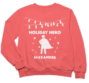 Toddler Boys Custom Jumper Christmas Sweatshirt with Holiday Hero Text