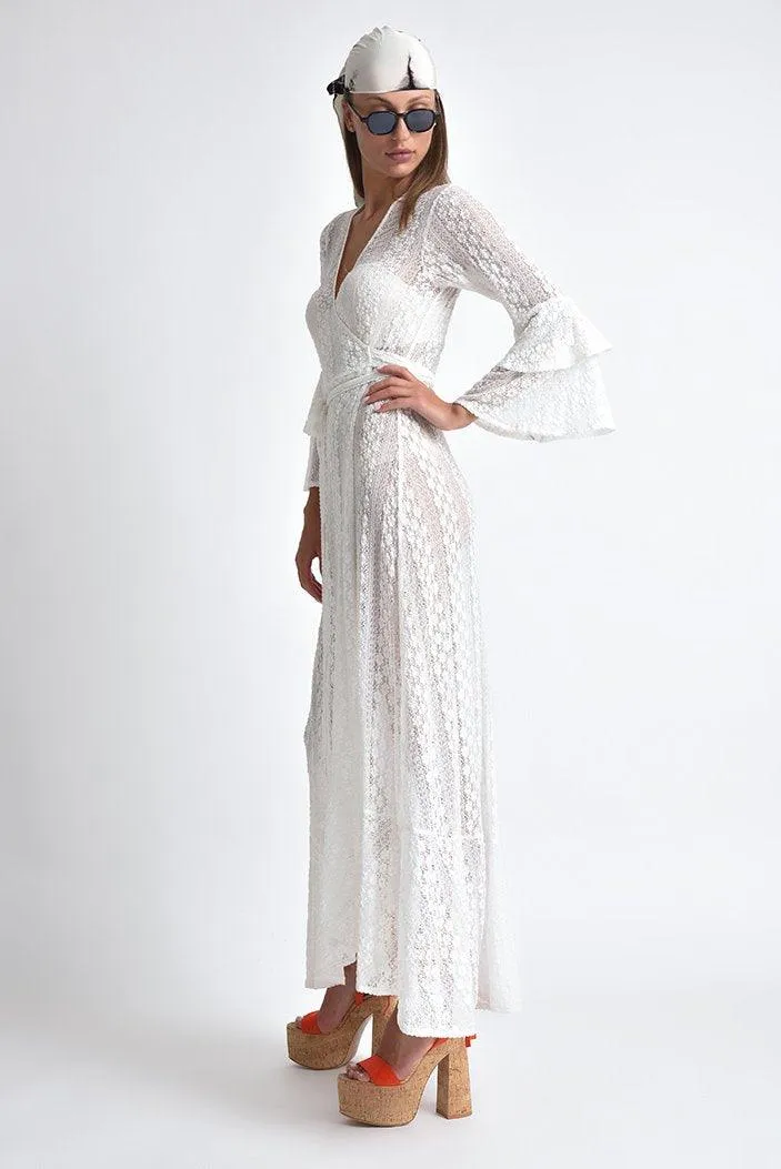 Valentino Wrap Stretchy Lace Dress