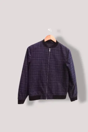 Vintage Boys Next Navy Blue full zip Check Suit Jacket