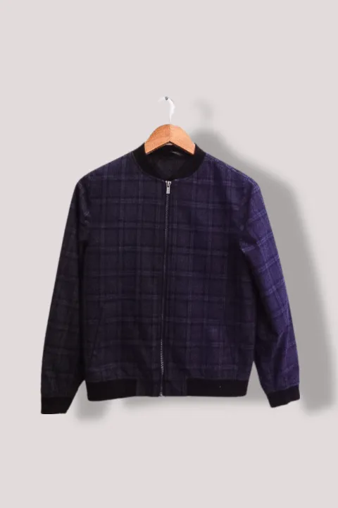 Vintage Boys Next Navy Blue full zip Check Suit Jacket