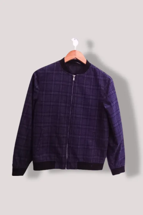 Vintage Boys Next Navy Blue full zip Check Suit Jacket