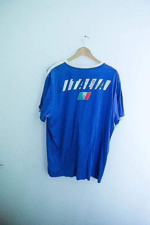 Vintage Italy football team puma vneck blue tees XL
