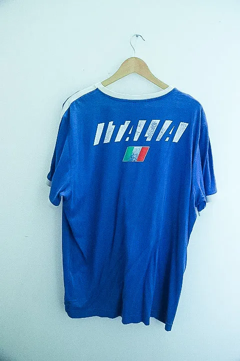 Vintage Italy football team puma vneck blue tees XL