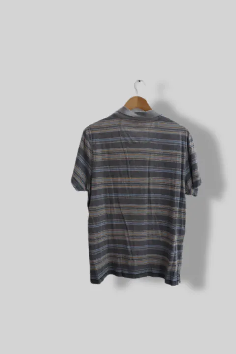Vintage Mark & Spencer north coast grey multistriped medium polo shirt