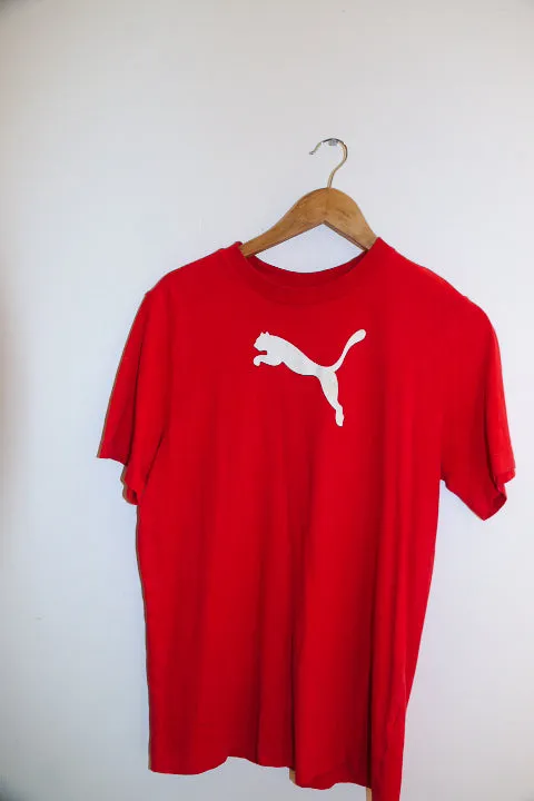 Vintage red puma big logo mens medium t-shirt